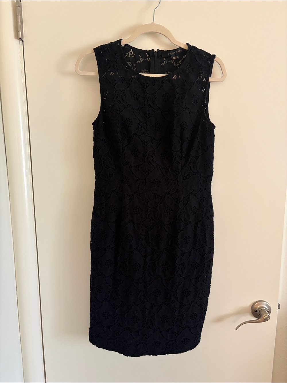 Cynthia Steffe Black Lace Midi Sheath Dress